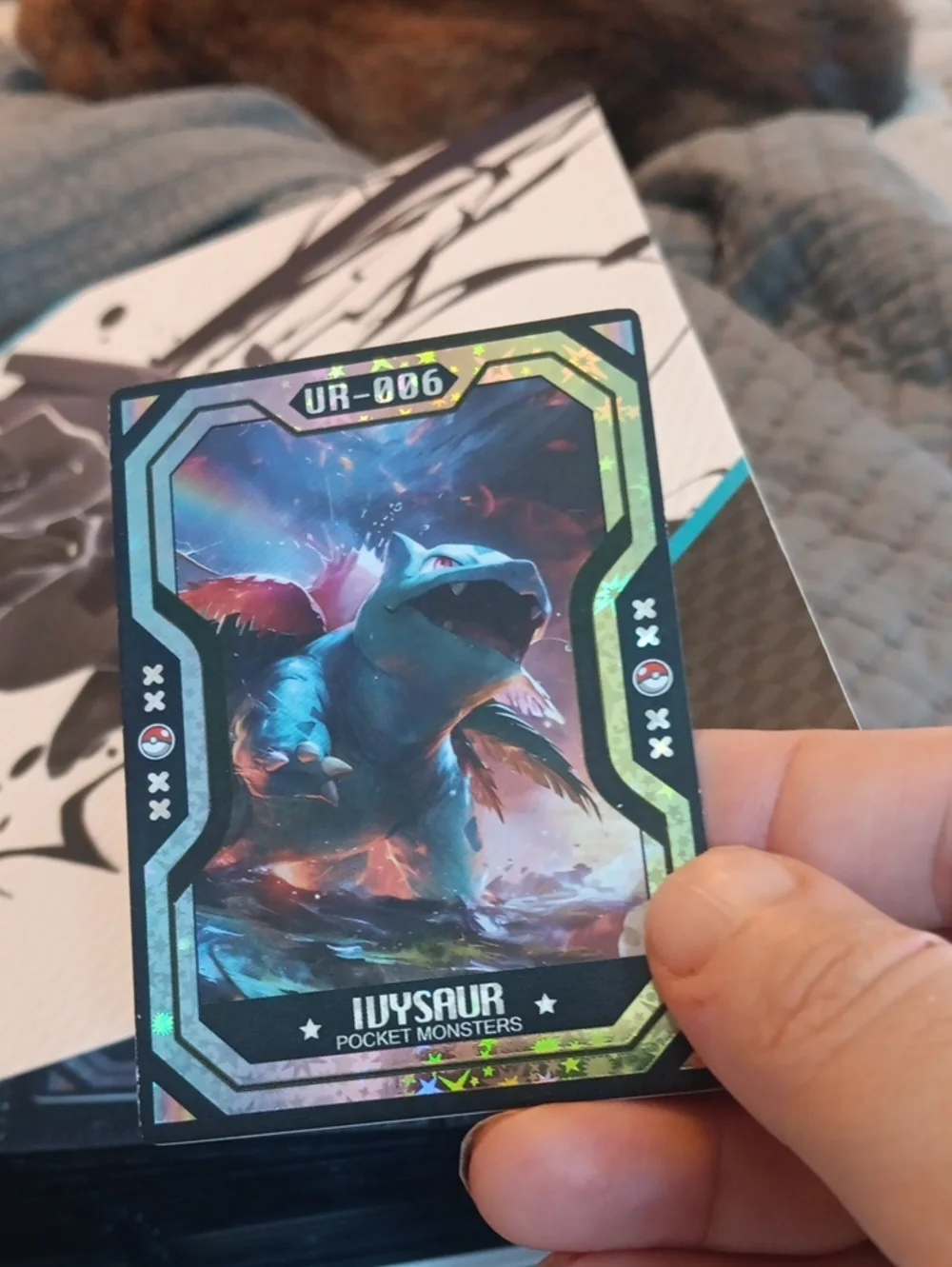 Pokemon Ivysaur Holographic Card - Blue, Green, Purple